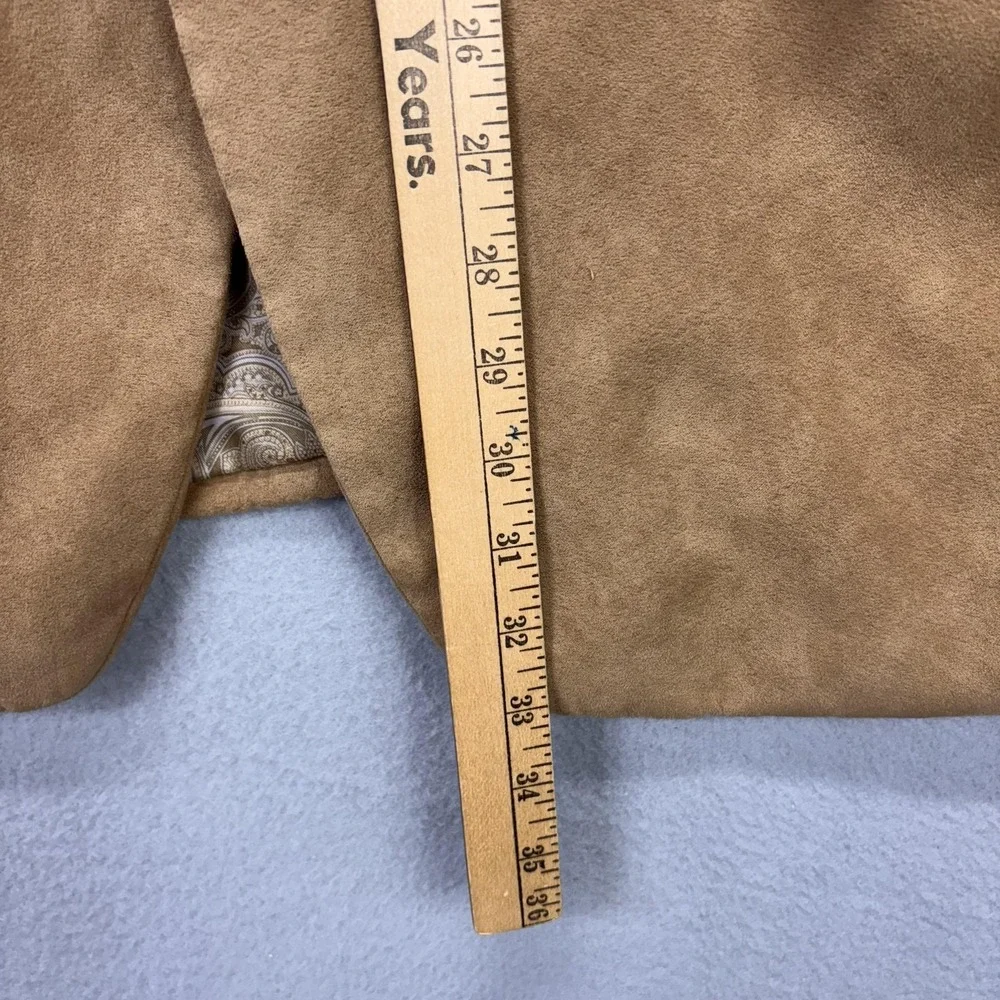 Chaps Blazer Mens 44R Tan Faux Suede Sport Coat 2 Button Notch Lapel Paisley - Picture 3 of 11